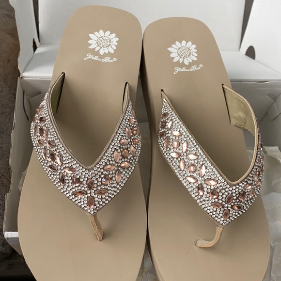 yellow box stefani flip flops